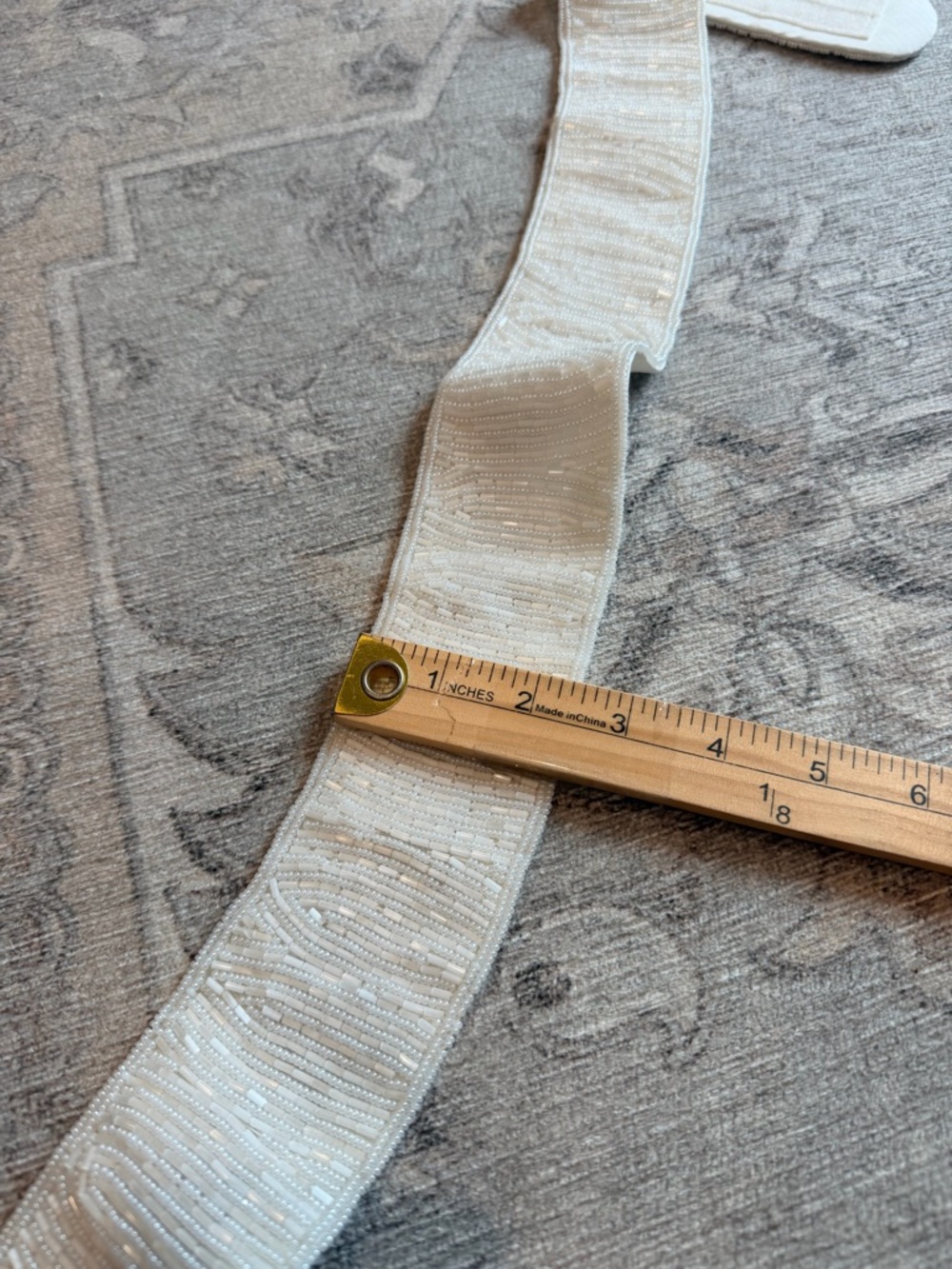 Vintage Ivory Hand Beaded silk Ivory Wedding Dress Bridal Sash Belt. EUC - Picture 6 of 7